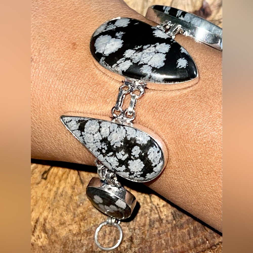 Snowflake Obsidian Bracelet 7” - 8 1/2”